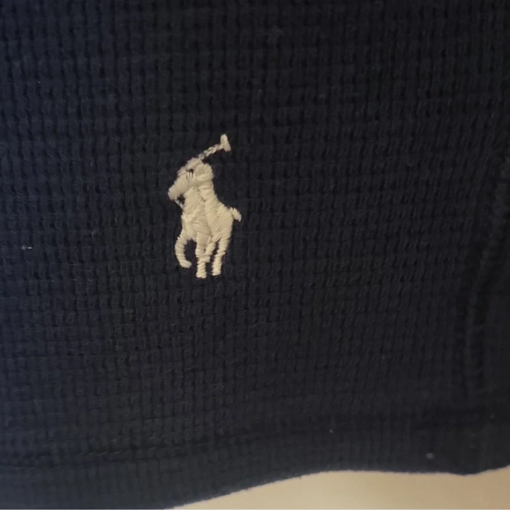 Polo Ralph Lauren Mens Navy Waffle Knit Long Sleeve Crew Neck Pajama Top L